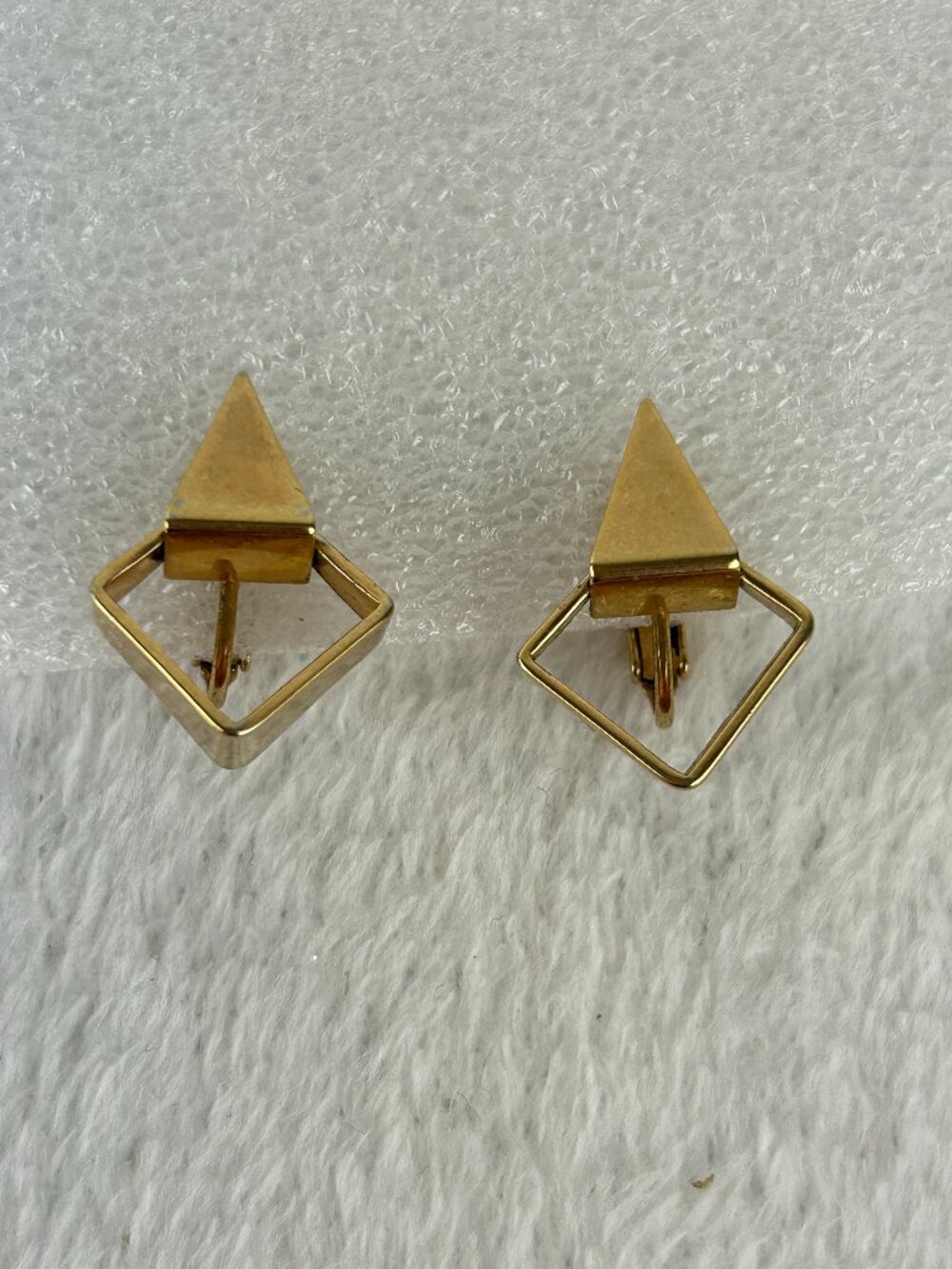 Vintage Avon 1978s Small Gold Tone Triangle Clip-On Earrings